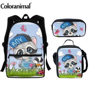 

Coloranimal Cool Cartoon Raccoon Design 3pcs School Backpack for Boys Multifunctional School Bags Kids Schoolbag Children balso