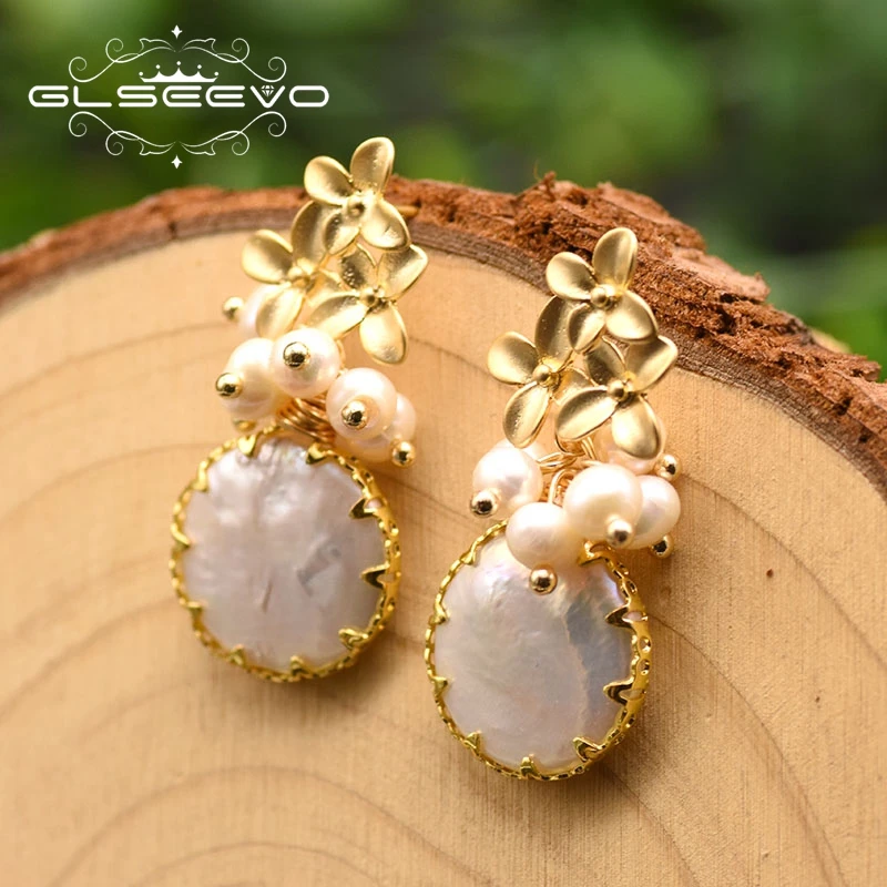 Женские серьги капли GLSEEVO с натуральным жемчугом и белым для свадебной вечеринки