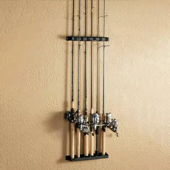 

Fishing Vertical 6-Rod Rack Fishing Pole Holder Wall Mount Modular For Garage Rubber Fishing Rod Rack Pool Cue Holder