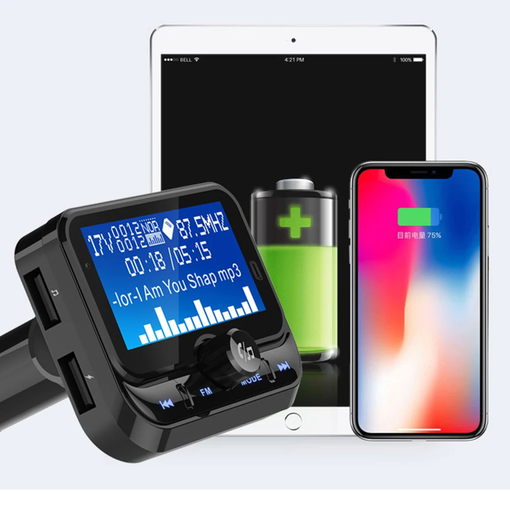 MP3 плеер, цифровой fm-передатчик, 1,8 ”, ЖК-дисплей, Bluetooth, автомобильный комплект, аксессуары, беспроводная Серебряная гарнитура, AUX вход, стерео
