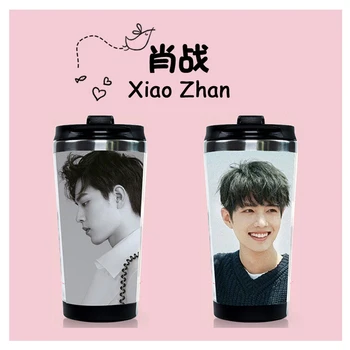 

Xiao Zhan CHEN QING LING Wei WuXian Stainless Steel Water Cup THE UNTAMED Double Layer Curve Cups Bottle Fans Collection Gifts