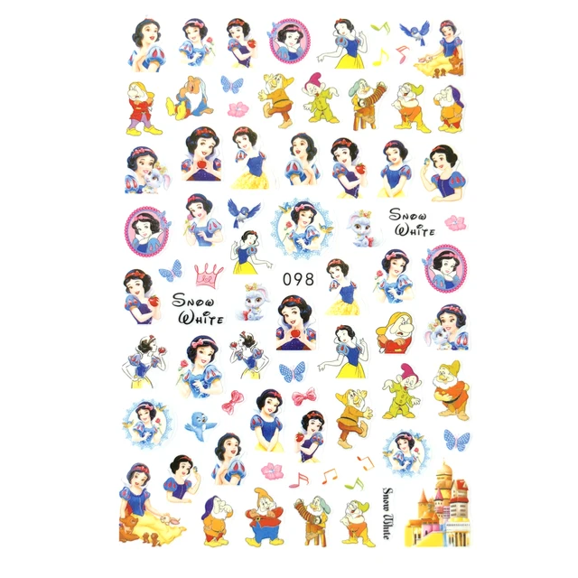 1PCS Disney Cartoon Anime Collection Star Design Nail Sticker Mickey Mouse Donald Duck Lion King Mermaid Stitch Nail Slider EB098