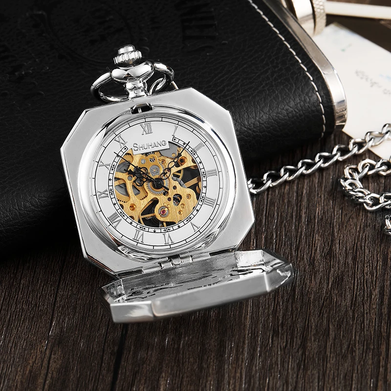 Lucky Beast Mechanical Pocket Watch Mascot Unicorn Engrave Pendant Fob Chain Clock for Men Antique Sliver Bronze Montre de poche