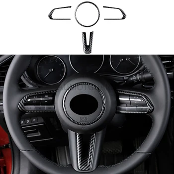 

Steering Wheel Sticker Interior Carbon Fiber Decorative Sequins Trim Auto Accessories For Mazda 3 Axela 2019 2020 LHD