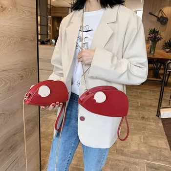 

Personal Mouse Bag PU Leather Small Chain Zipper Crossbody Bags Women Spring Festival Match Shoulder Messenger Handbag