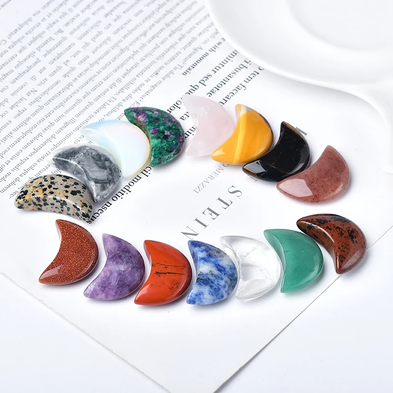 1Pieces Natural Crystal Quartz Crescent-Shaped Handmade Mineral Healing Stone Polished Quartz Crystal DIY JewelryGifts Decoratio