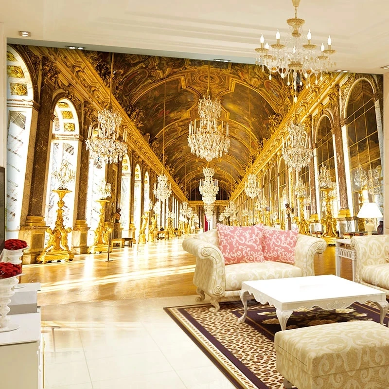 Custom 3d Photo Painting Luxury Royal Palace Hotel Hall Living Room Sofa Tv  Background Silk Mural Wallpaper - Wallpapers - AliExpress