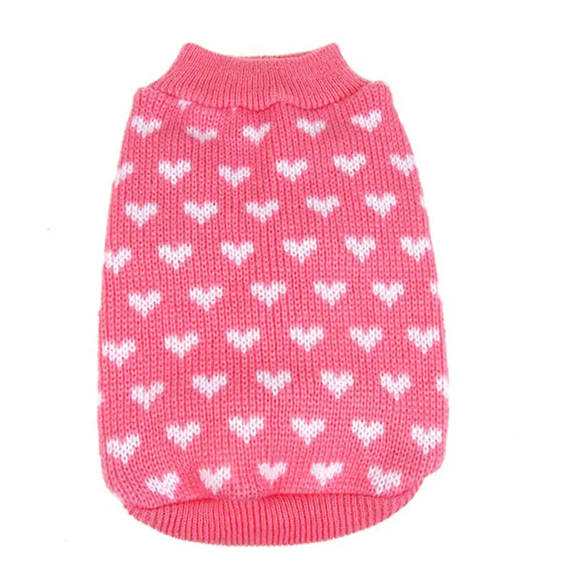 Свитер для собак бледно-персиковые сердечки XS-XXL пальто Одежда для щенков куртка, джемпер товары для домашних животных