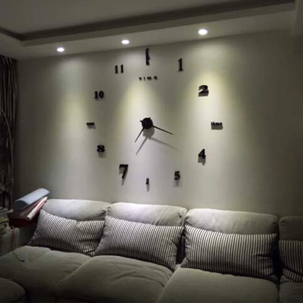 3D часовые стрелки для гостиной, кварцевый механизм, современные настенные часы, аксессуары для гостиной, большие иглы, безрамные, тихие, домашний декор, для спальни