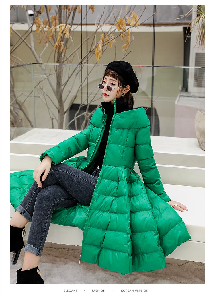Зима, стиль, корейский стиль, приталенная хлопковая стеганая одежда, женское плотное ТРАПЕЦИЕВИДНОЕ хлопковое пальто средней длины, плащ Co