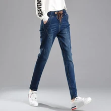 Модные женские джинсы-шаровары, эластичные джинсы с высокой талией размера плюс, повседневные джинсы, зимние теплые вельветовые плотные джинсы, удобные джинсовые штаны