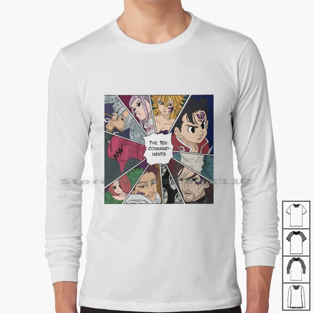 The Ten запоминания футболка с длинным рукавом Anime манга Nanatsu No Taizai десять
