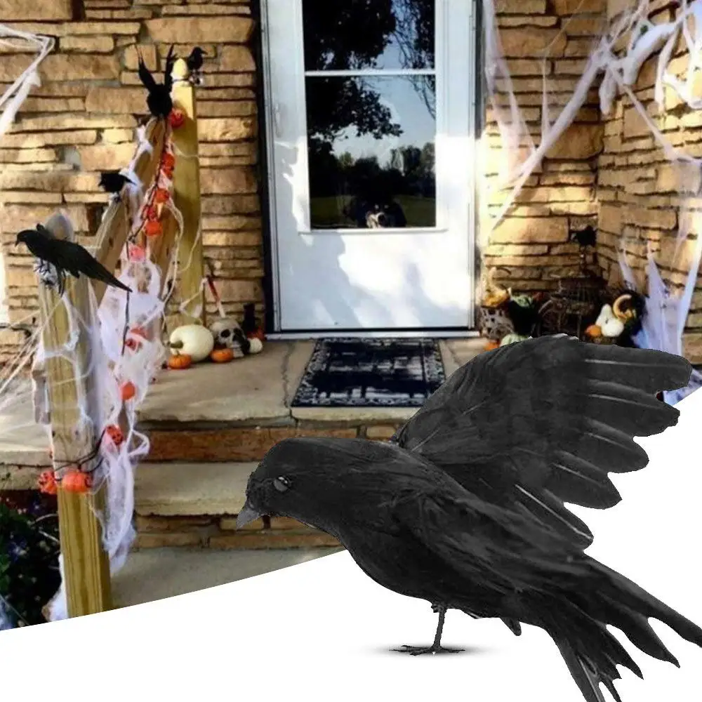 Ворона черная пернатая Хэллоуин ворона поддельные птицы мини дерево вечерние
