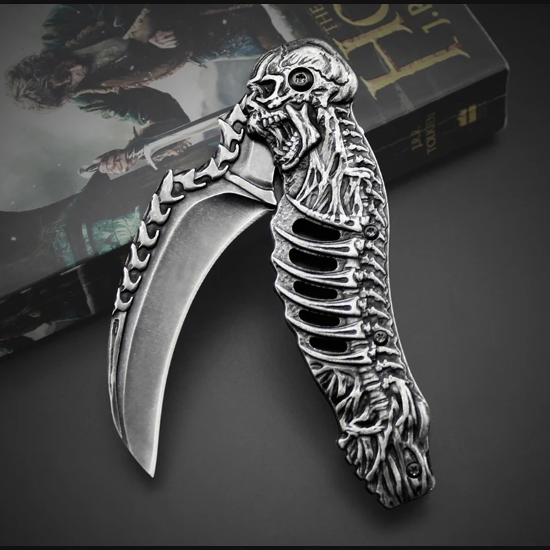 Складной нож Skull Death высокопрочный тактический карманный резец Stonewash для фруктов