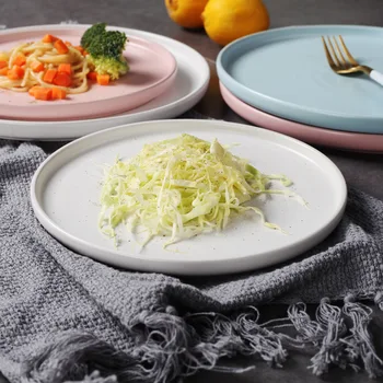 

Nordic Round Ceramic Steak Pizza Western Plate Creative Home Household Dinner Plate Breakfast Tableware 6 Inch 8 Inch 10 Inch