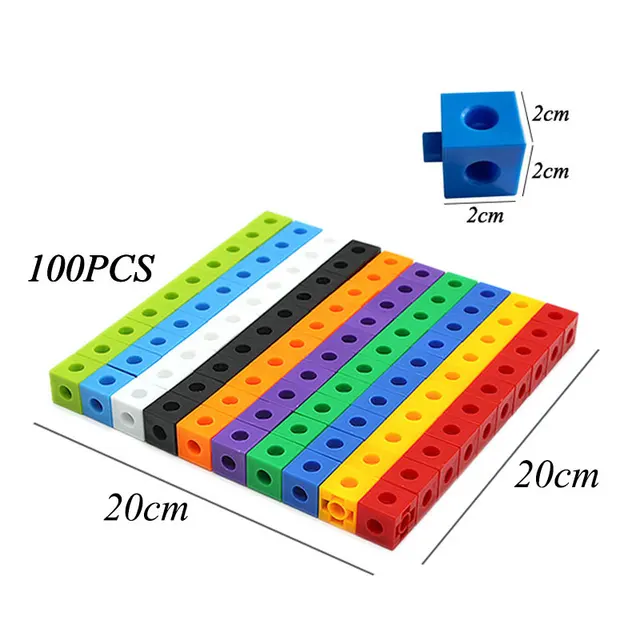 Montessori Rainbow Link Cubes Educational Toys Boxed Card Set Math Counting Learning Stacked Blocks Sensory Games Children Toys 6