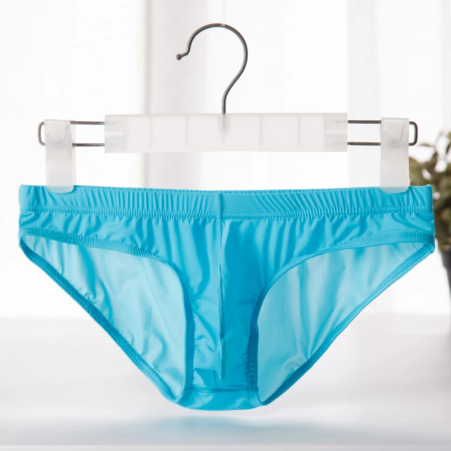 Men Ice Silk Panties Seamless Ultra-Thin Silky Underwear Low Waist Briefs Thong