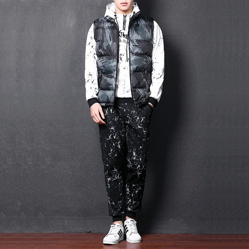 

2019 Spring, Autumn And Winter Hoodie Sports Set Men's Trend Handsome Korean-style Slim Fit Fashion Waistcoat Three-piece Set Ru