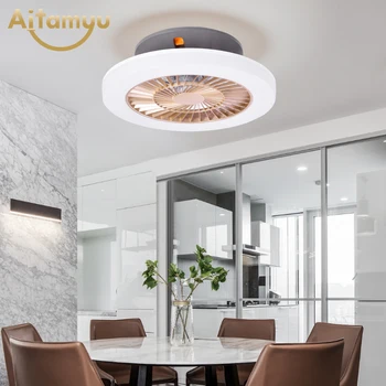 

Modern LED Ceiling Fan Remote Control With Lights Indoor Home Ceiling Fans Good Sleep 50cm Three Color Changing