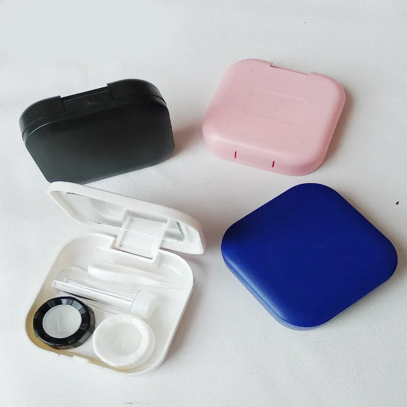 

Cute Lenses Box Contact Lens Case Round Eyes Care Kit Holder Fashion Classic Lens Case Cartoon Mirror Travel Glasses Container