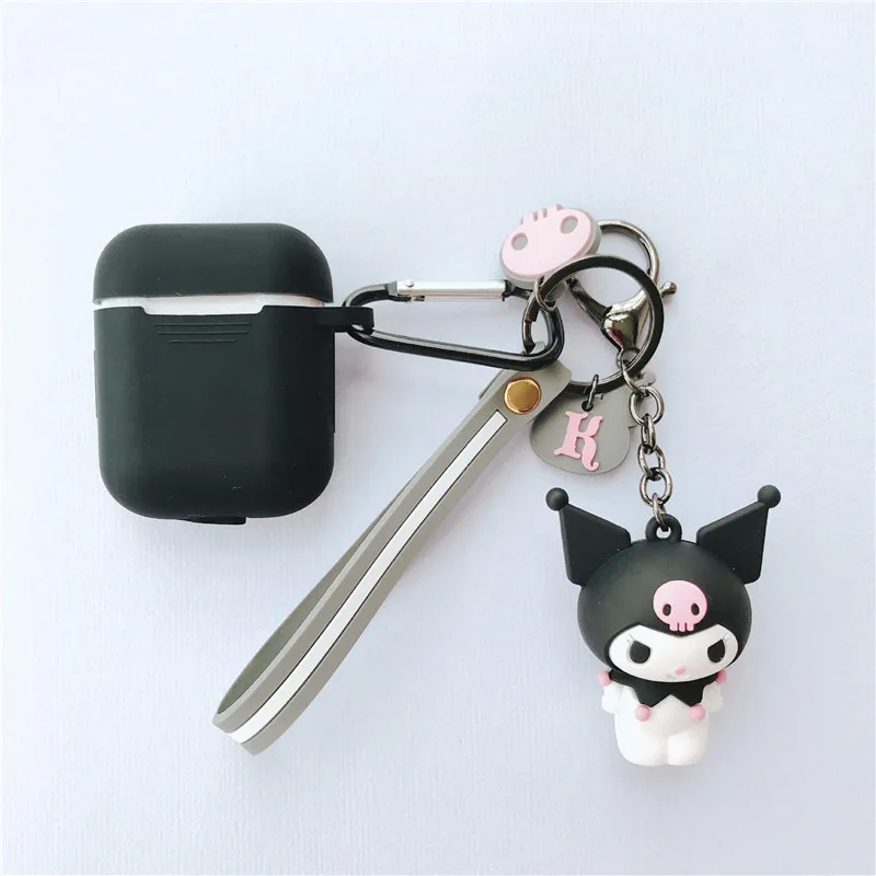 Милая мультяшная гарнитура чехол для AirPods wireless oroll Melody koomi беспроводные кожухи головных телефонов крышка Подвеска для AirPods 2 аксессуары - Цвет: Black 1