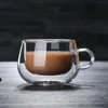 Taza de té y café resistente al calor para Taza de cristal de doble pared, taza de cerveza transparente portátil con asa, vaso de cristal para whisky, 150ml ► Foto 2/6