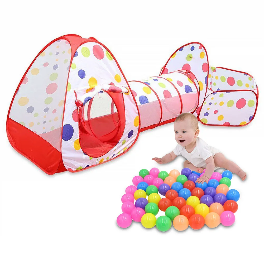 

3-in-1 Play Tent Portable Ball Pool Foldable Durable Quick Assembly Wear Resistant Children Baby Tunnel Indoor/Outdoor