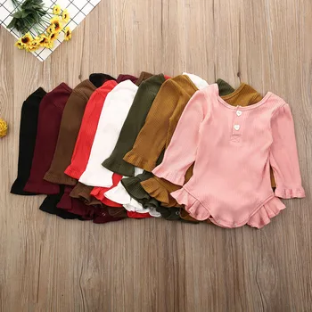 

Cotton Newborn Baby Girl Romper Bodysuit Casual Solid Soft Jumpsuit Toddler Kid Girl Long Sleeve Stripe Outfit Outerwear Clothes