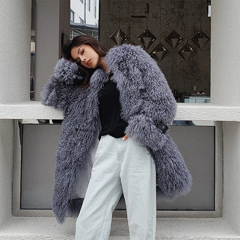 

rf1964 New Arrival Luxury Full Pelt Mongolian Sheep Fur Coat Long Sleeve Super Warm Natural Fur Coat Real Sheep Fur Jacket