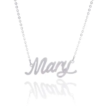 

2020 Silver English Name Necklace Customized Nameplate Birthday Stainless Steel Engraving Gift Personalized Jewelry Hot