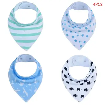 

4 Pcs/set Baby Bibs Soft Cotton Printing Newborn Kids Drool Teething Absorbent Saliva Towel Infants Shower Gifts