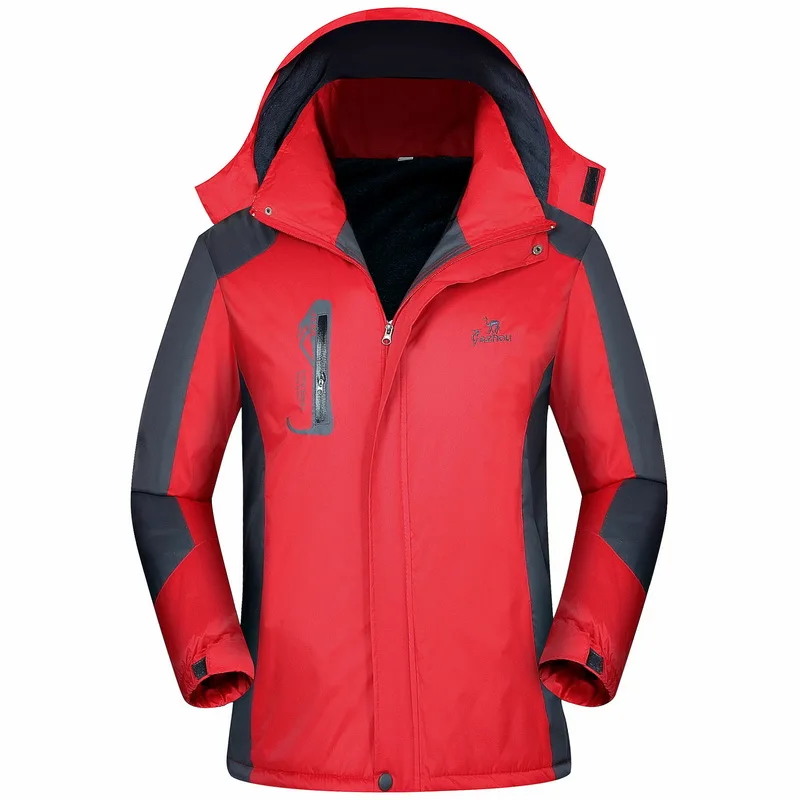 Куртка мужская плюс бархатная Толстая теплая куртка водонепроницаемая ветрозащитная Спортивная ветровка большой размер 6XL водонепроницаемая куртка - Цвет: red
