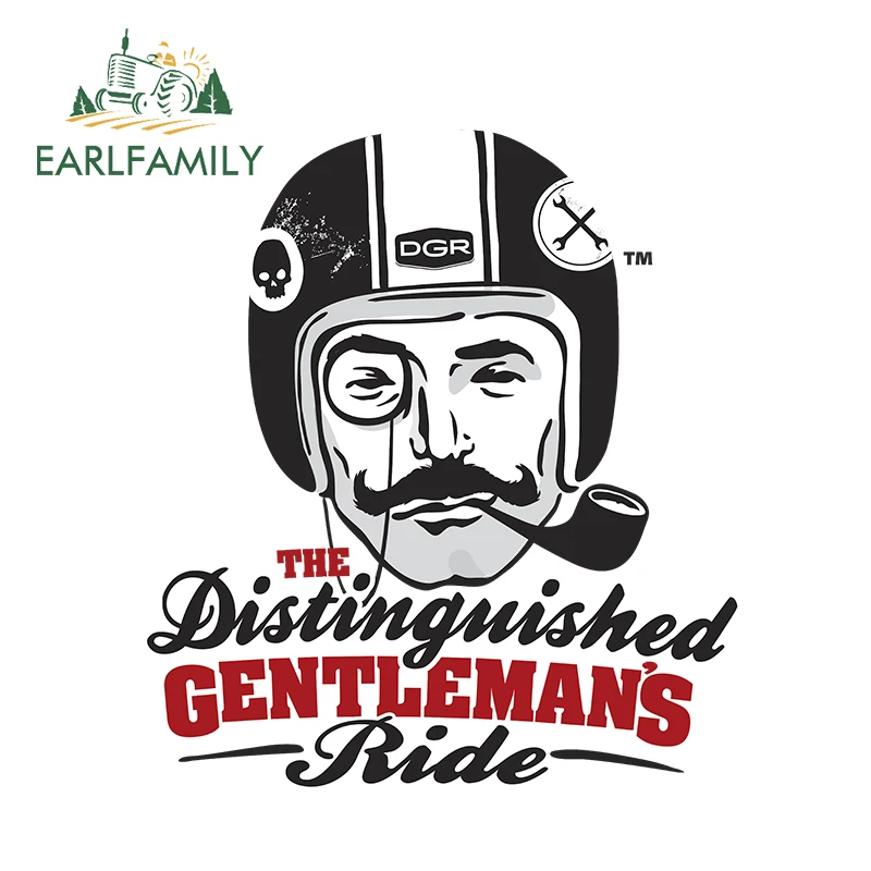 EARLFAMILY 13cm Car Styling The Distinguished Gentleman’s Ride Decal Helmet Sticker Bumper Trunk Waterproof Auto Car Sticker