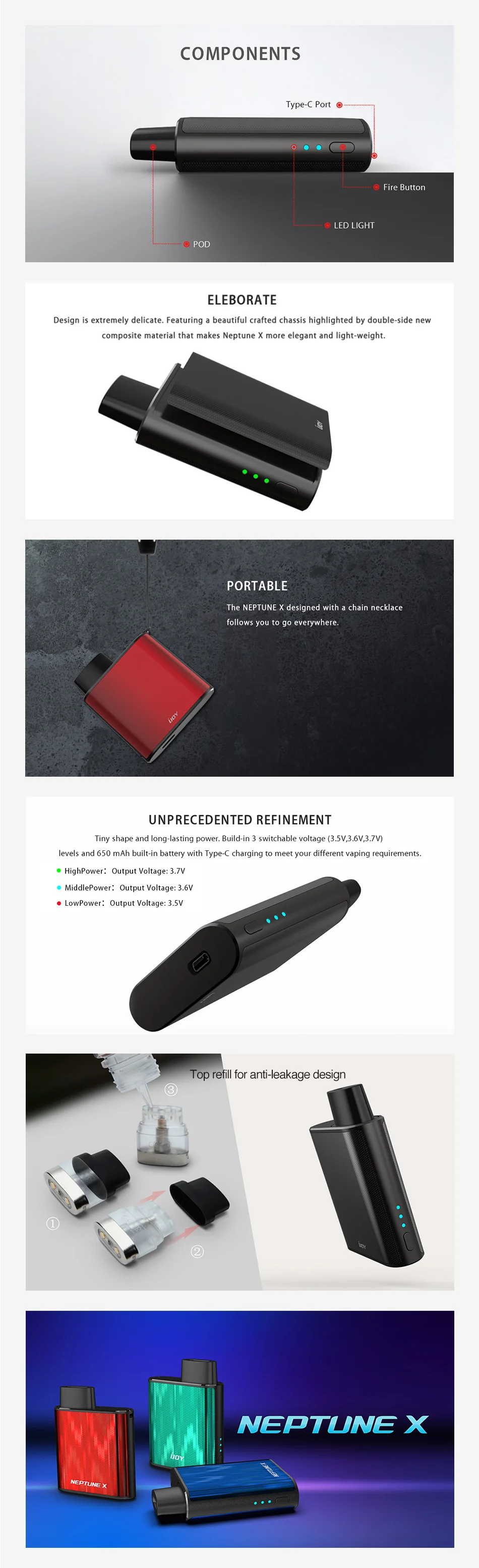 IJOY Neptune X VV Pod Kit 650mAh