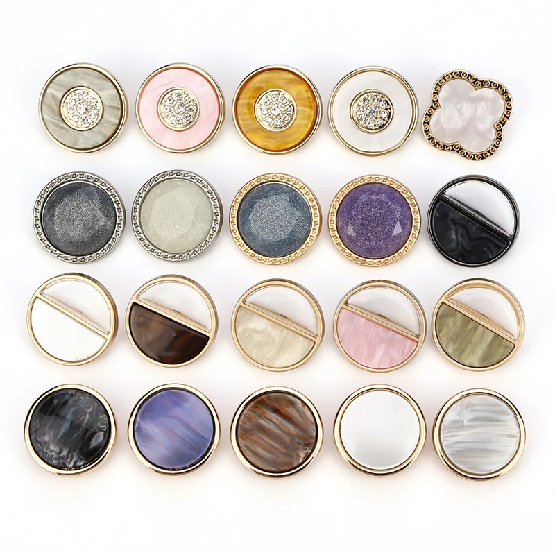 2 pcs high-end fashion hit color diamond handmade DIY metal buttons sewn on stilts button M-07