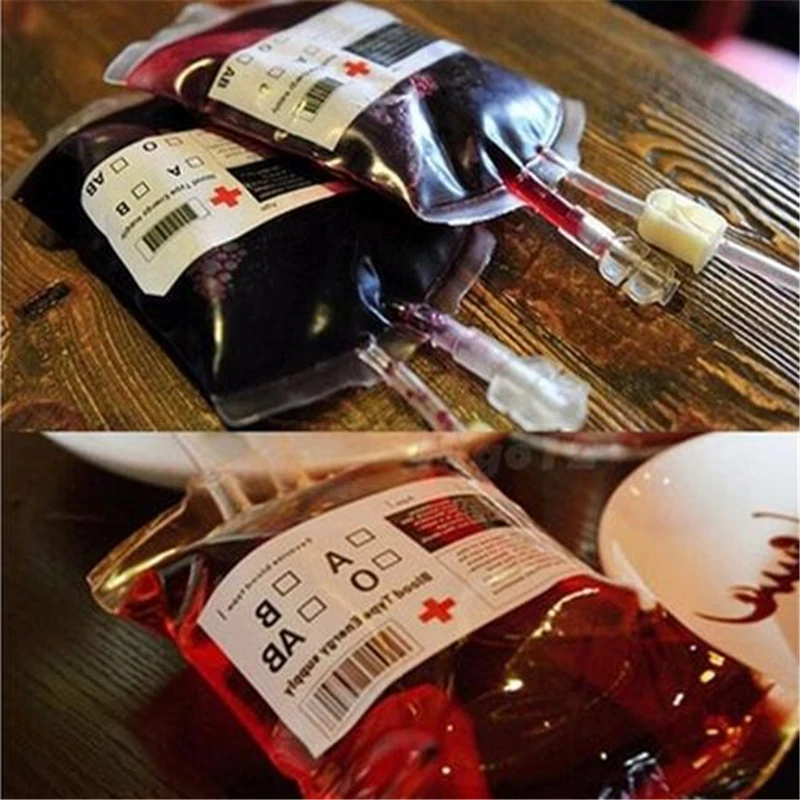 

XCONNYX 350ml Transparent Clear Medical PVC Material Reusable Blood Energy Drink Bag Halloween Vampire Pouch Props