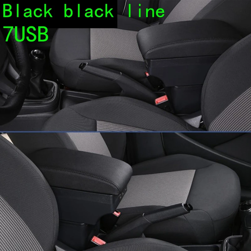 Для TOYOTA ETIOS, автомобильный подлокотник, коробка, индийская версия, Тойота, автозапчасти 2012 etios, Бесплатный удар,, заряжаемый USB - Название цвета: Black black line7usb