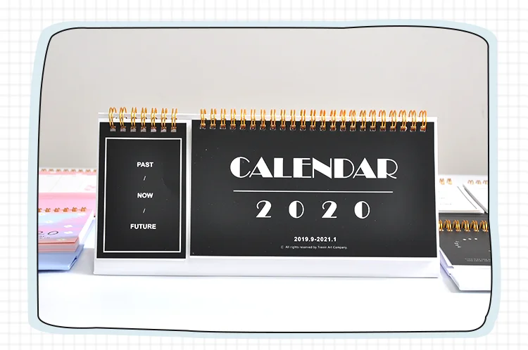 Simple Black and White Series Desk Calendar DIY Note Memo Coil Calendars.09-.12 Daily Schedule Planner