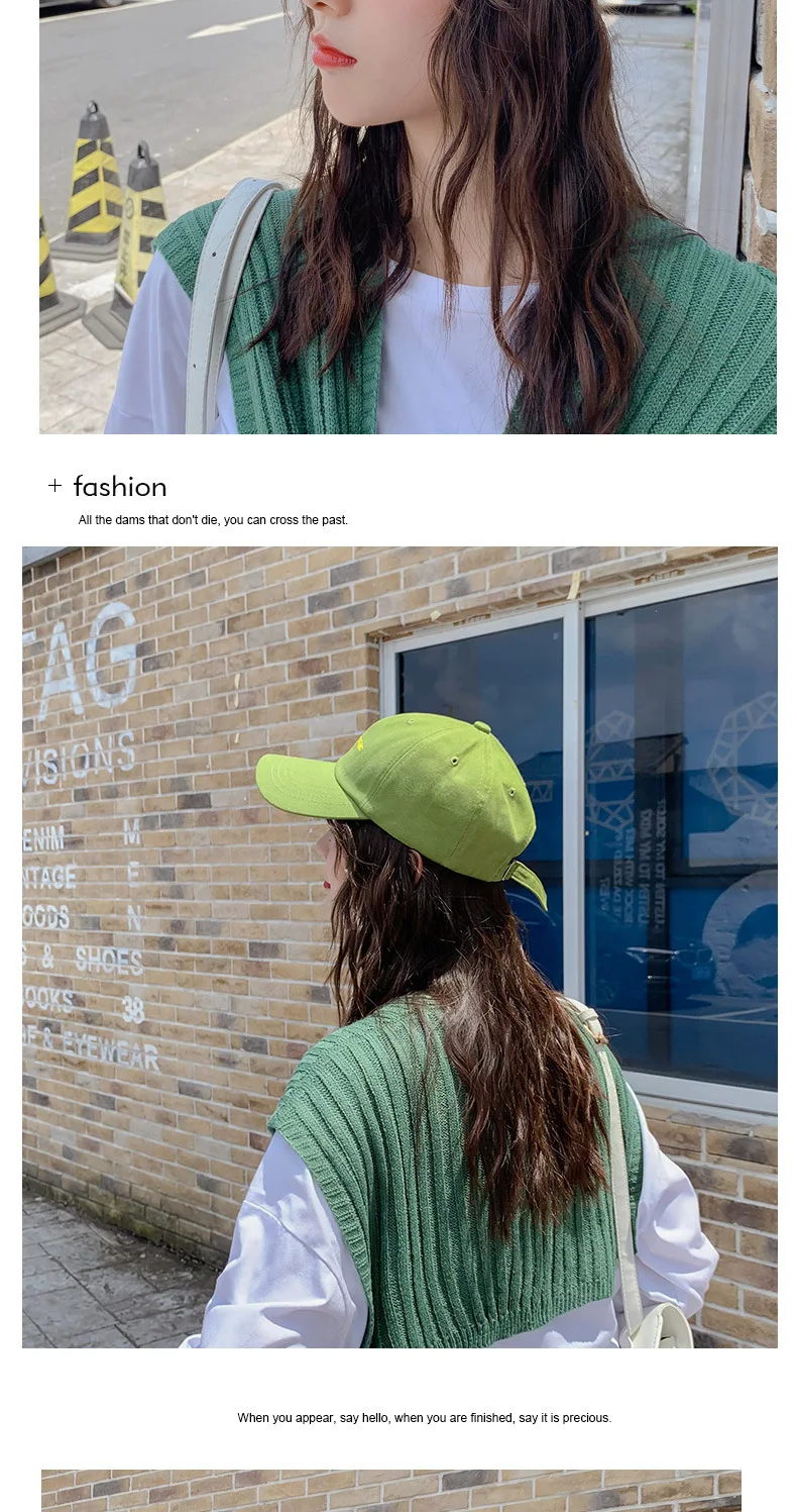 Ins Корейская версия летняя вышитая буквенная трендовая шляпа Джокер зонт для пары утка язык шляпа Зеленая Бейсболка стиль