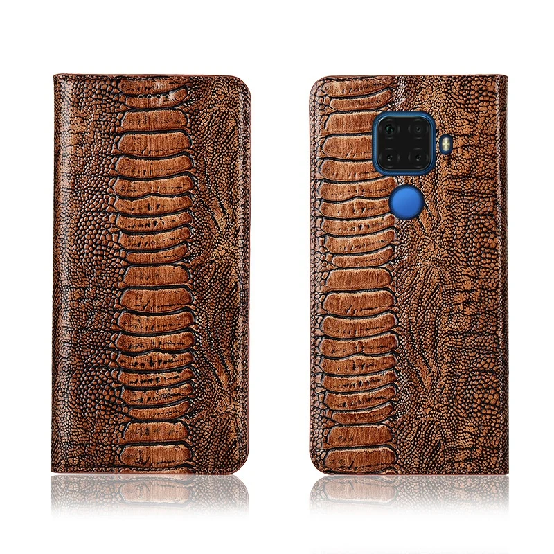 

Ostrich foot pattern genuine leather phone bag for Huawei Nova 5i Pro magnetic phone case for Huawei Nova 5i flip cover funda