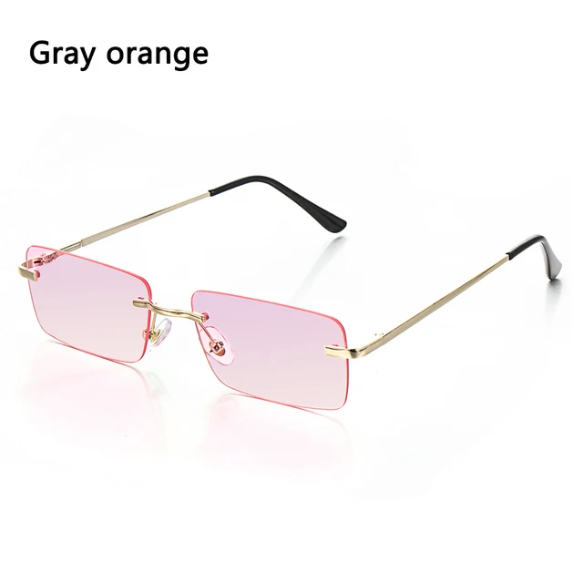 2021 Fashion Rectangle Rimless Sunglasses Square Vintage Glasses Luxury Design Unisex Retro Frame Gradient Glasses UV400 Eyewear black cat eye sunglasses Sunglasses