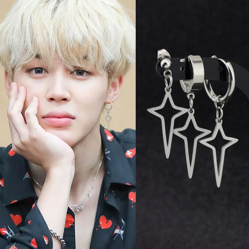 Серьги-гвоздики в Корейском стиле K-POP для мужчин и женщин подвеска-крест из