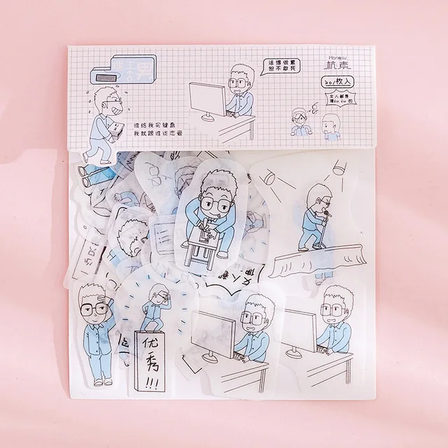 80 pcs/bag Japanese Stationery Stickers Cute Cat Sticky Paper Kawaii PVC Diary Bear sticker For Decoration Diary Scrapbooking 18