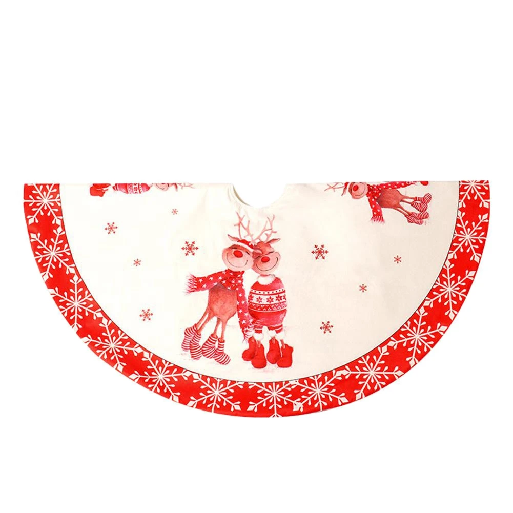 

Christmas Tree Skirt Double Deer Print Tree Skirt 120Cm Christmas Tree Bottom Decoration New Year Home Outdoor Decor Event Party