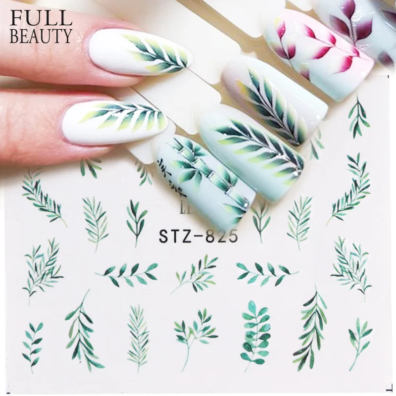 

1pcs Water Nail Decal and Sticker Flower Leaf Tree Green Simple Summer Slider for Manicure Nail Art Watermark Tips CHSTZ824-844