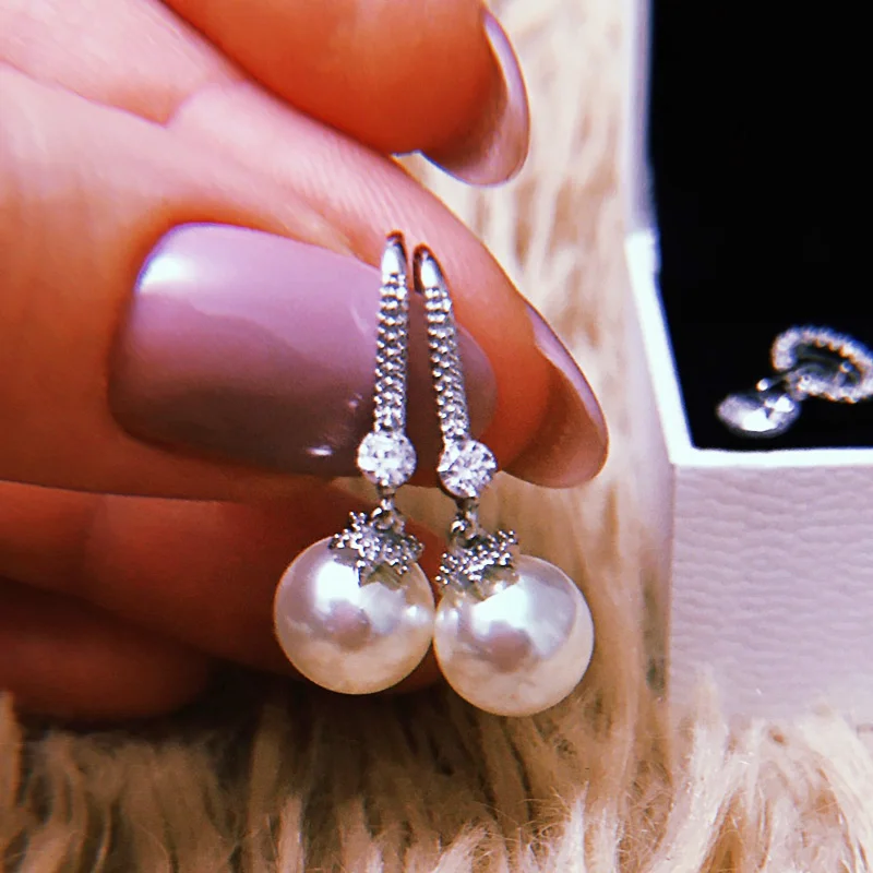 Huitan Elegant Lady's Imitation Pearl Dangle Earrings Daily Accessories Fine Valentine's Day Love Gift Statement Women | Украшения