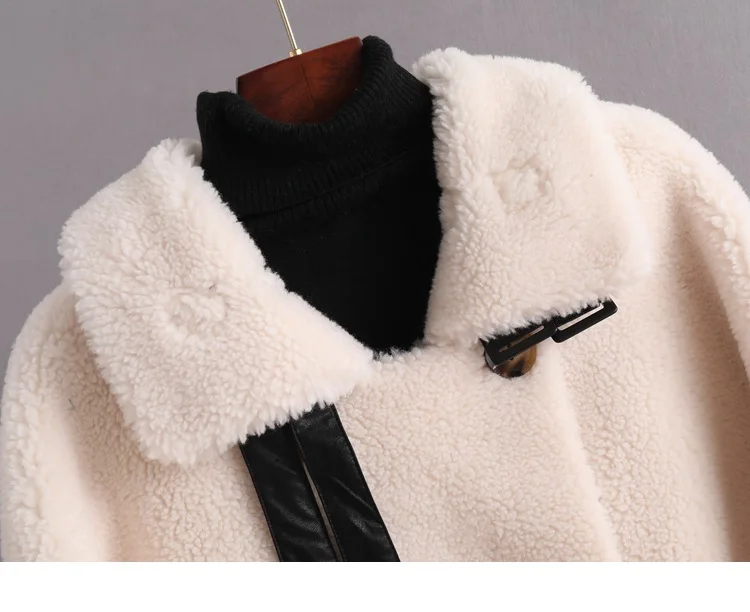 Зимние женские длинные шерстяные меховые свободные куртки, европейская Высококачественная женская верхняя одежда из овечьей шерсти, пальто для офисных леди, теплая одежда