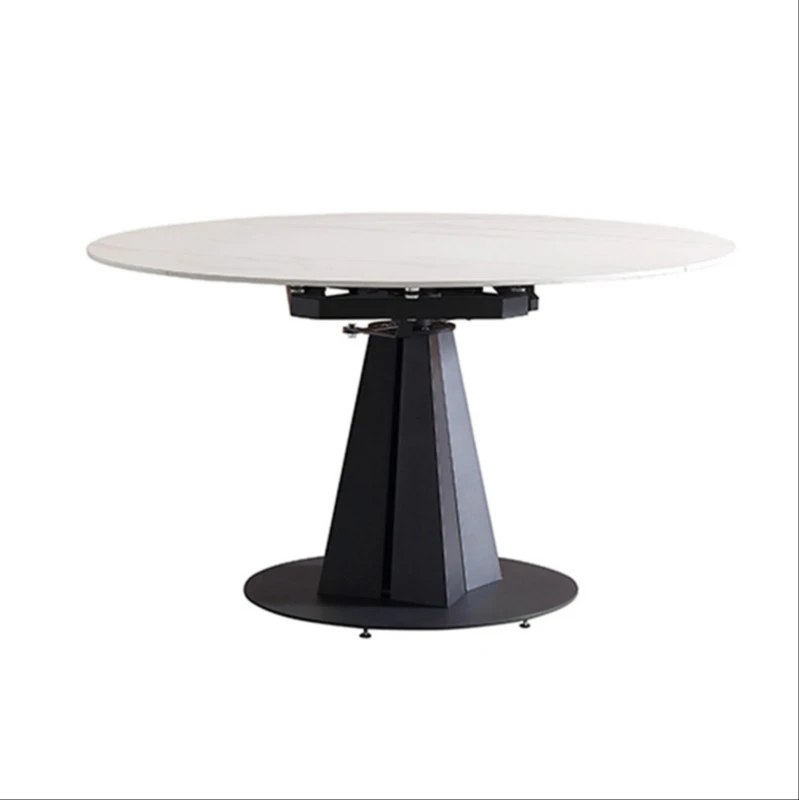 

Italian minimalist slate dining table square with dual-use rotary telescopic round table home folding multi-functional table