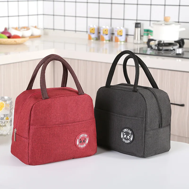 1 Uds fresco refrigerado bolsas de Nylon impermeable portátil cremallera térmica Oxford bolsos para la comida para mujer conveniente bolsa de caja de almuerzo bolsas de comida