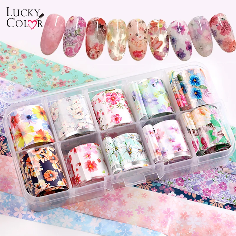 

Nail Art Foils Starry Beauty Fresh flower Shape Transfer Tips Gel Sticker Craft Holographic Japanese DIY Charms Decor Tool 1Box